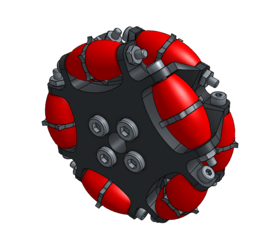 Custom 3D-printed omniwheel with metal cleats