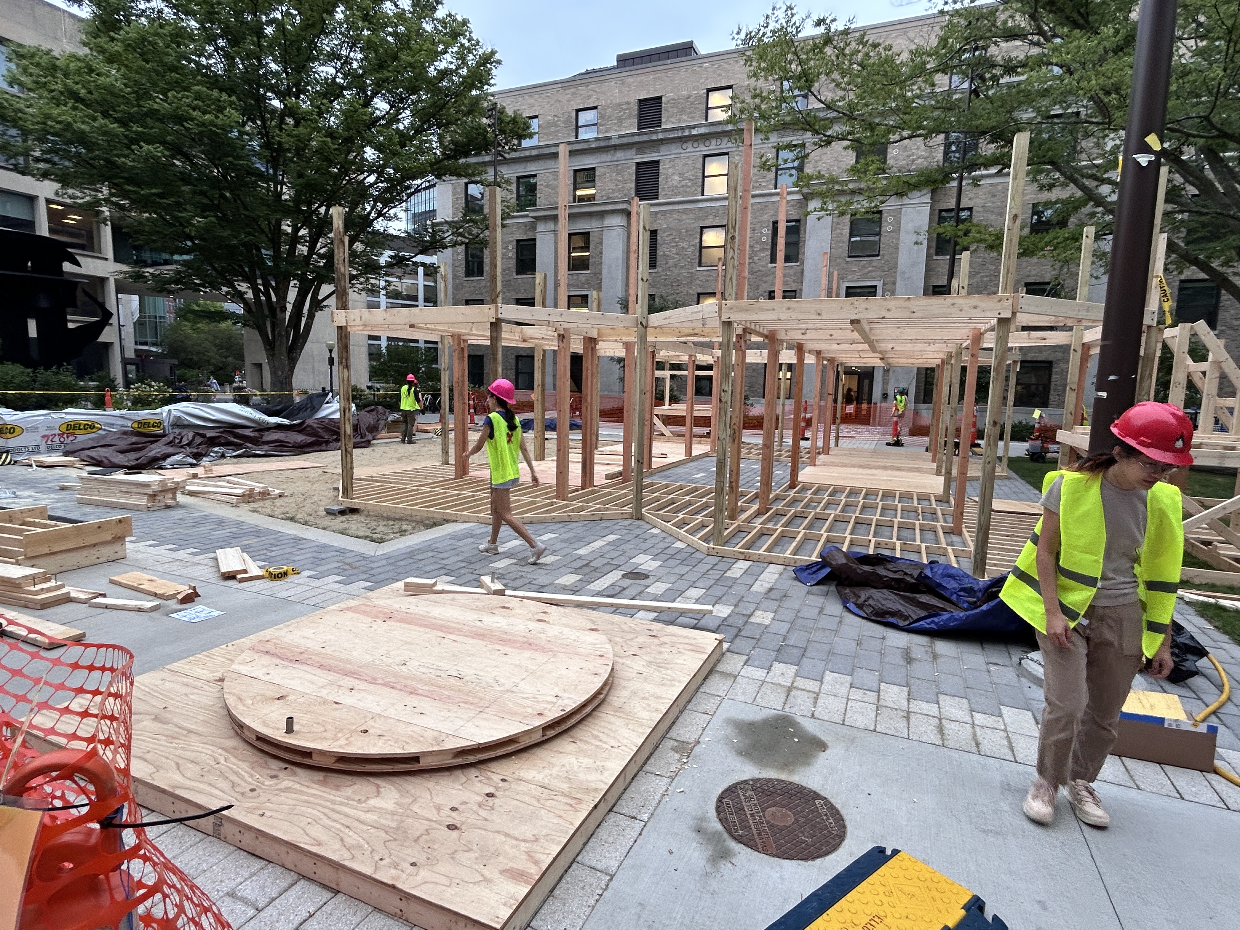 Building the base of the double-decker merry-go-round